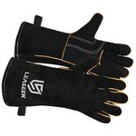 LeaSeek Leather Barbecue Gloves, Heat/Fire Resistant Forge Welding Gloves,Mitts for Fireplace,BBQ,Welder,Grill,Oven,Stove,Tig,General Utility Work Gloves