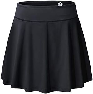 Blevonh Pleated Skirt,Womens Plus Size Skirts Girls 2020 Fashion High Waist Sports Skort with Bike Shorts Ladies Solid Color Plain Swim Skirts for Women Workout Athletic Skorts Black 2XL