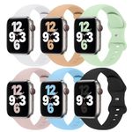 (6 Pack) Sport Band Compatible with Apple Watch Bands 38mm 40mm 41mm 42mm 44mm 45mm 49mm Silicone iWatch Band Ultra 2/Ultra SE Series 9 8 7 6 5 4 3 2 1 Women Men (38mm/40mm/41mm M/L, White/Milk