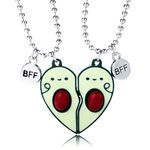 COLORFUL BLING 2/3Pcs Cute Half Broken Heart Koala Avocado Engraved BFF Pendant Chain Adjustable Necklace Bracelet for Best Friend Women Men Split Heart Forever Friendship Gifts Love, Metal drip oil