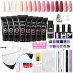 Phoenixy Poly Nail Gel Extensions Kit, 8 Colours Poly Builder Gel Nail Kit with 36W U V/LED Lamp Extension Gift Set for Nail Art Lovers