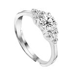 CLARA 925 Sterling Silver Cute Ring with Adjustable Band | Rhodium Plated, Swiss Zirconia | Gift for Women & Girls