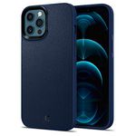 Spigen Cyrill Leather Brick for iPhone 12 Pro Max Case, Faux Leather iPhone 12 Pro Max Back Cover - Navy