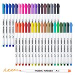 Fabric Markers, Lelix 36 Colours Permanent Fabric Pens for Writing Painting on T-Shirts Clothes Sneakers Canvas, Child Safe & Non-Toxic for Kids Adults