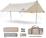 Naturehike Mountain Peak Camping Canopy, Classic Tent Tarp, Lightweight Easy Built-up Shelters for 4-6P (Light Brown)