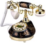 TelPal Corded Old Fashion Antique Landline Telephone Decor 1960, Wired Home Office Telephone Decor System, Ceramic Antique Style (Black)