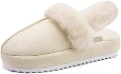 ONCAI Womens Fuzzy House Slippers Woman Fluff Slipper Ladies Orthopedic Warm Cozy Furry Comfy Bedroom Arch Support Women's Slipers Shearling Winter Home Orthotic Plantar Indoor Outdoor Beige Size 7