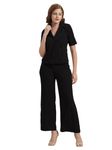 Selvia Co-ords Set for Women|Lycra Shirt and Trouser Set|Casual Co-ords Set for Women|Two Piece Co-ord Set|Office Wear Co-ords Set(717CTK11723N-M_Black)