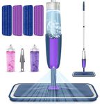 MEXERRIS Spray Mops Wet Dry Mops for Floor Cleaning Microfiber Hardwood Floor Cleaning Mop with Spray Dust Mops with 2 Refillable Bottle 4 Mop Pads Flat Mops for Laminate Wood Ceramic Floor Cleaning