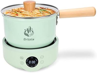 Drizzle Electric Hot Pot Cooker 10-in-1 Soup/Prridge/Noodle/Steamer/Delay Start/Hot Pot - Non-stick Multifunctional Portable Pan - Egg Rice Ramen Oatmeal Steak Pasta - Dorm Office Hotel Camping 1.8L Green