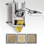 uyoyous French Fry Cutter french Stainless Steel Wall Mount Commercial Potato Cutter Fruit Vegetable Chopper with 1/2'', 3/8'', 1/4'' Blades