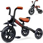 KRIDDO 2-in-1 Kids Balance Bike and Kids Tricycle for 2 to 5 Year Old, Toddler Balance Bike 2 Year Old with Detachable Pedals, Tricycles for 3-5 Year Olds with Stitched Soft Grip, Black