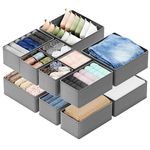 SpaceAid Drawer Organizer for Clothes, 12 Pack Dresser Drawer Organizer Bins, Closet Organizers and Storage Dividers for Clothing, Underwears, Socks (Grey)