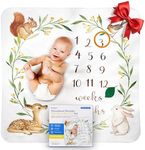 Bubzi Co Baby Monthly Milestone Blanket, Soft Woodland Photo Blanket for Baby Boy & Baby Girl, Nursery Bed Blanket, Newborn Essentials, Baby Registry Must Haves