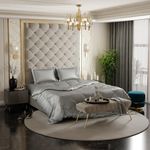 Stoa Paris Satin Bedding for Double Bed -300TC Premium Bedsheet with Comforter & 2 Pillow CoversLuxury Bedding Set,Diwali Decoration,Home Decor Gifting,for Couples, Wedding, Harbour Mist Grey,300 TC