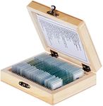 AmScope PS25 Prepared Microscope Slide Set for Basic Biological Science Education, 25 Slides, Includes Fitted Wooden Case