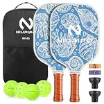 Pickleball Paddles, Lightweight Graphite Pickleball Paddle Set of 2, Pickleball Racket w/Polypropylene Honeycomb Core, Cushion 4.8In Grip and 4 Pickleballs for Beginners/Intermediate Players