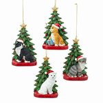 Kurt Adler CAT W/Christmas Tree Ornament 4A