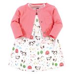 Hudson Baby Girls' Cotton Dress and Cardigan Set, Farm Animals, 5 Toddler