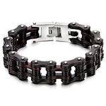 COOLSTEELANDBEYOND Masculine Mens Motorcycle Bike Chain Bracelet of Stainless Steel Black Brown Two-Tone High Polished(CA)