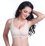 BIMEI Front-Closure Bra Mastectomy Bra Pocket Bra for Silicone Breastforms rwear8669, Beige, 38C