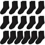 Boys Girls Crew Socks, Mid Cut Socks for Toddler Kids Children(4-7 Years), 16 Pairs Athletic Casual Mid Cut Socks Set