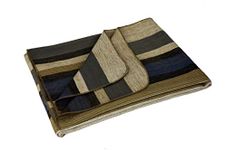 Casa De Alpaca, Handmade Ecuadorean Alpaca Wool Blankets/Throws (Medium Brown Stripe)