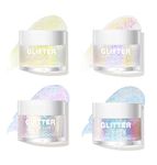 EnMart Holographic Body Glitter Gel, Glitter Gel Eyeshadow, Face Liquid Shimmer Gel Kit, Glitter Nail Sequins Iridescent Flakes for Face Eye Hair Body Lip Festival Makeup Nail Art 4 Colors
