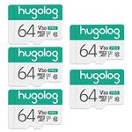 Hugolog 64GB Micro SD Card 5 Pack, Micro SDXC UHS-I Memory Card for LaView Camera – 95MB/s,633X,U3,C10, Full HD Video V30, A1, FAT32, High Speed Flash TF Card P500 for Phone/Tablet/PC/Computer