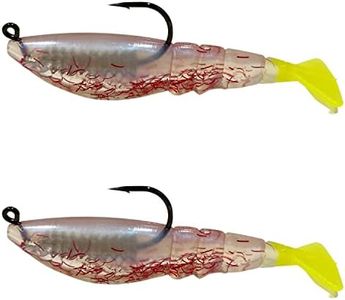 FOUR HORSEMEN TACKLE Boom Boom Shrimp Plastic Bait Saltwater Fishing Lures for Speckled Trout, Redfish - 1/8 Deathgrip Jighead Hook - Sea Biscuit (Pack of 2)