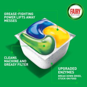 Fairy Platinum Dishwasher Tablets, Lemon Scent – 74 Pack