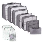 Packing Cubes for Suitcase 10 Sizes Suitcase Organizer Bags 10 Pcs (Gray)