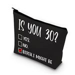 30th Birthday Makeup Bag Fun 30th Birthday Gifts for Women Boss Wife Mother Daughter Sister Friend Colleague Coworker is You 30 Milestone Birthday Black Cosmetic Pouch Bag (30 BLCA)