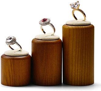 Papten soporte para anillos 3 piezas, anillos de madera para guardar joyas expositor de joyas soporte para anillos organizador de joyas soporte para joyas (beige)