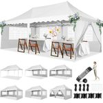 HOTEEL Gazebo 3m X 6m Gazebo with Sides, Waterproof Marquee Gazebo with Sides Metal Outdoor Party Tent with Roller Bag&4 Weight Bags, UV 50+ Large Pop Up Gazebo 3m X 6m for Garden,Party,Market, White