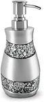Creative Scents Silver Mosaic Liquid Soap Dispenser for Bathroom - Decorative Lotion Dispenser - Bling Countertop Soap Dispenser for Liquid Soap and Lotion with Durable Metal Pump (Silver-Gray)