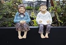 Marco Paul Interiors Set of 2 Grandparent Statues Grandmother & Grandfather Figurines Resin Ornament Decorative Sculptures Keepsake Home Garden Indoor Outdoor Novelty Couple Gift