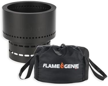 Flame Genie Portable Smokeless Wood Pellet Outdoor Fire Pit with Tote, 13.5" Diameter, Black Galvanised Steel