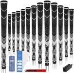 MIKOSI Golf Grips Set of 13 Grips, Cord Rubber Multi-compound Golf Club Grips with Tape and Full Regripping Kit, Low Taper Design, All Weather Contral Anti-Slip Golf Grip for Men and Women, Midsize