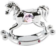 Crystocraft Chrome Plated Rocking Horse with Pink Crystals