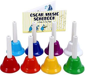 MINIARTIS Hand Bells for Kids | Educational Music Toys for Toddlers 8 Notes Colorful Handbells Set | Kids Musical Instrument with 15 Songbook | Great Birthday Gift for Children