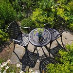 Lazy Susan Ivy Round Garden Table in Antique Bronze with 2 Rose Chairs | Cast Aluminium | Weatherproof| 3 Year Guarantee