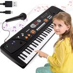 M SANMERSEN Kids Keyboard with Microphone, Kids Piano Keyboard for Beginners Electronic Piano with MP3 Function/Audio Cable/ 16 Tones/ 49 Keys Music Toy Keyboards for Boys Girls Ages 3-12