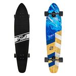 FISH SKATEBOARDS Longboard Skateboard, 44-Inch 7-Ply Artisan Bamboo and Maple Longboard, Professional Complete Skateboard Bamboo Longboards.