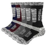 YUEDGE Men's 5 Pairs Wicking Breathable Cushion Comfortable Casual Crew Socks Multi Performance Walking Athletic Socks 4-8 (ML)