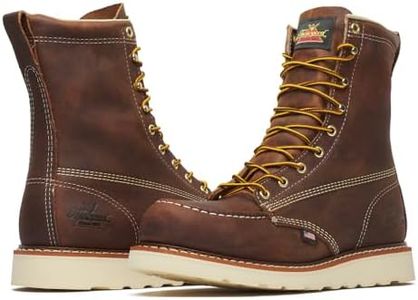 Thorogood American Heritage 8” Steel Toe Work Boots for Men - Full-Grain Leather with Moc Toe, Slip-Resistant Wedge Outsole, and Comfort Insole; EH Rated, Trail Crazyhorse - 11 D US