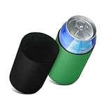 kwmobile Set of 2 Neoprene Can Coolers Compatible with 500ml Can - Keep Beer Soda Soft Drinks Cool - Black/Green