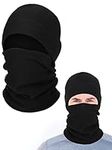 SATINIOR Detachable Balaclava Ski Mask Fleece Thermal Face Mask Cover Women Men's Balaclavas Cycling Skull Cap for Cold Weather (Black)