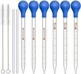 Weewooday Glass Droppers Pipettes Graduated Lab Dropper Glass Liquid Pipette with Big Rubber Hats 20 cm Glass Stir Rod Washing Brush Transfer for Liquid Essential Oil(16 Pieces,Blue,5 Ml, 10 ml)