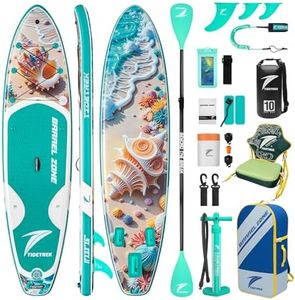 TIDETREK 11'/11'6" x 33"/34" x 6" Inflatable SUP Paddle Board – Extra-Wide, Stable Stand Up Paddle Board with Premium Full Accessory Set for Adults & Youth (Shell Whisper/Kayak Seat, 11'x33 x6)